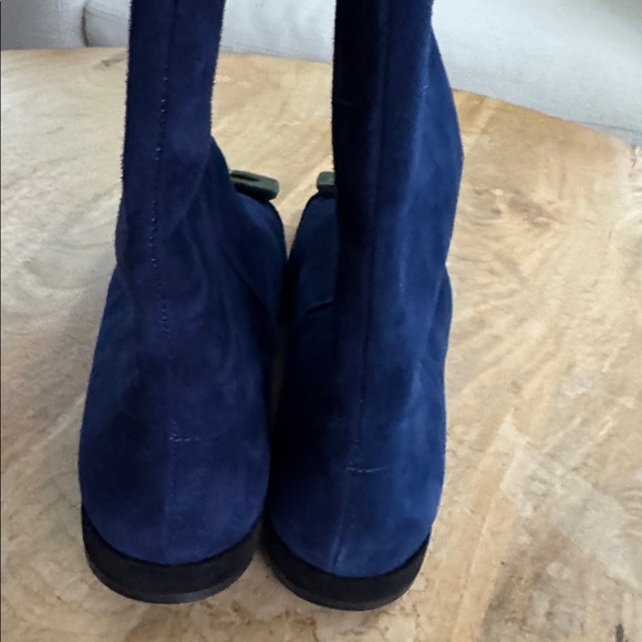 Diane Von Furstenberg Blue Suede Leather Tall Boots Size 7 - Picture 3 of 11